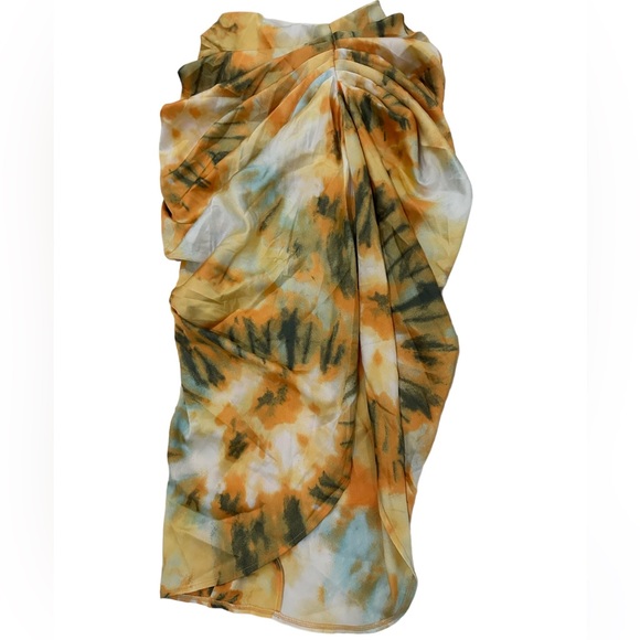 Pretty little things Orange Tie Dye Ruched Side Midi Skirt NWT - Picture 7 of 8